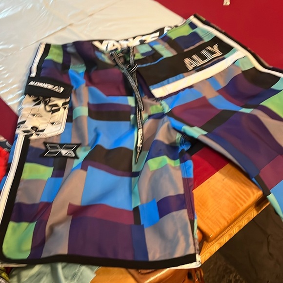 Allyance SWIM TRUNKS LONG board shorts colorful madrascope men’s SZ 36 geometric - Picture 2 of 12